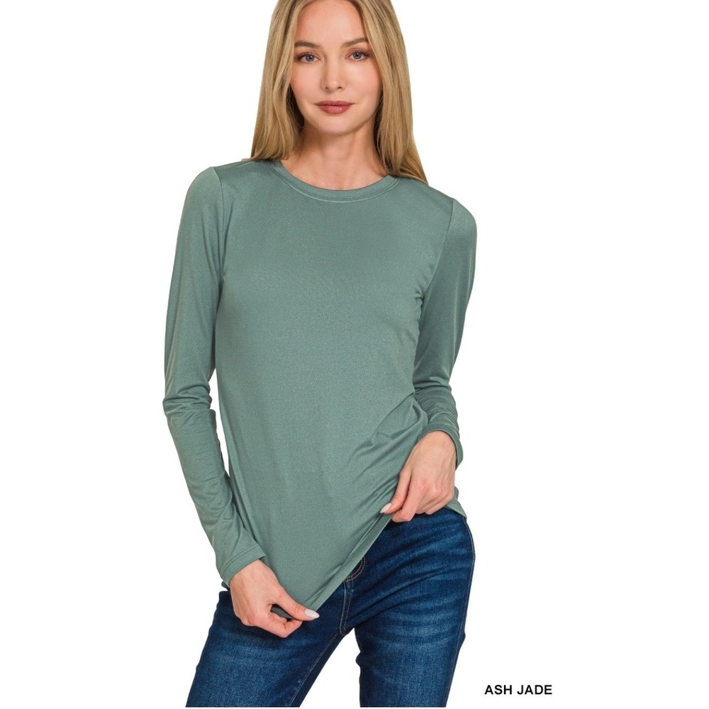 Zenana‎ Ash Jade Brushed Microfiber Long Sleeve Tee